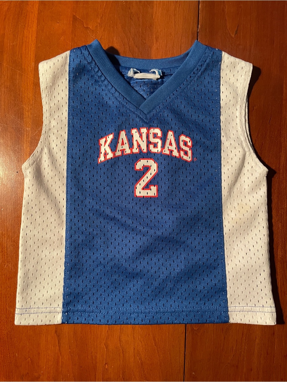 Kansas Blue & White Kids Basketball Tank Top Jersey - Number 2